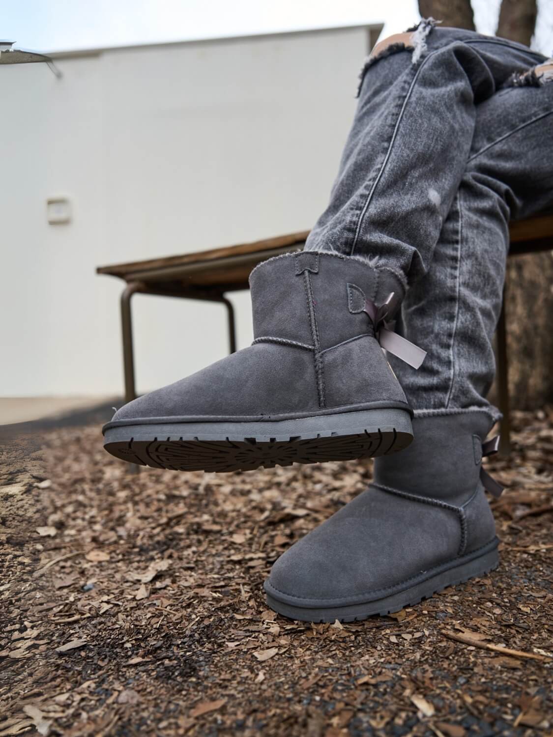 UGG Bailey Bow UGG Mini Boots - Grey