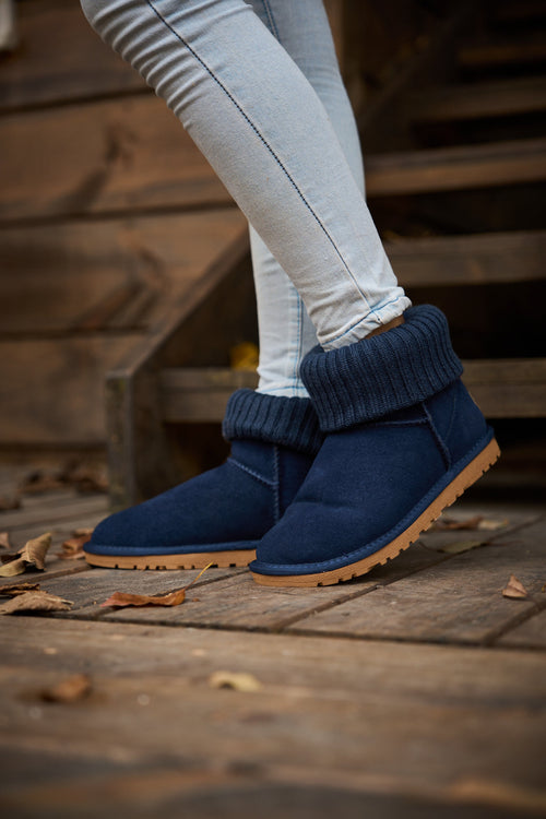 UGG Ankle Knit Stocking Mini Boots - Navy