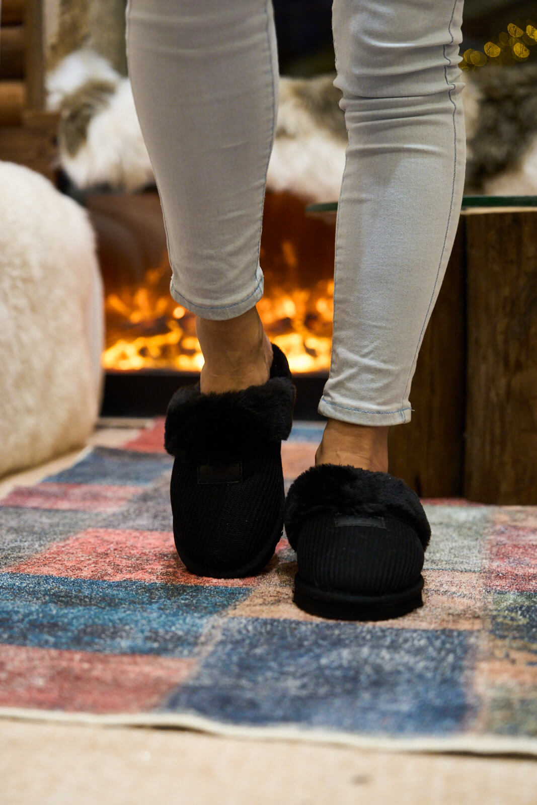 UGG Corduroy Knit Wool Blend Slipper - Black