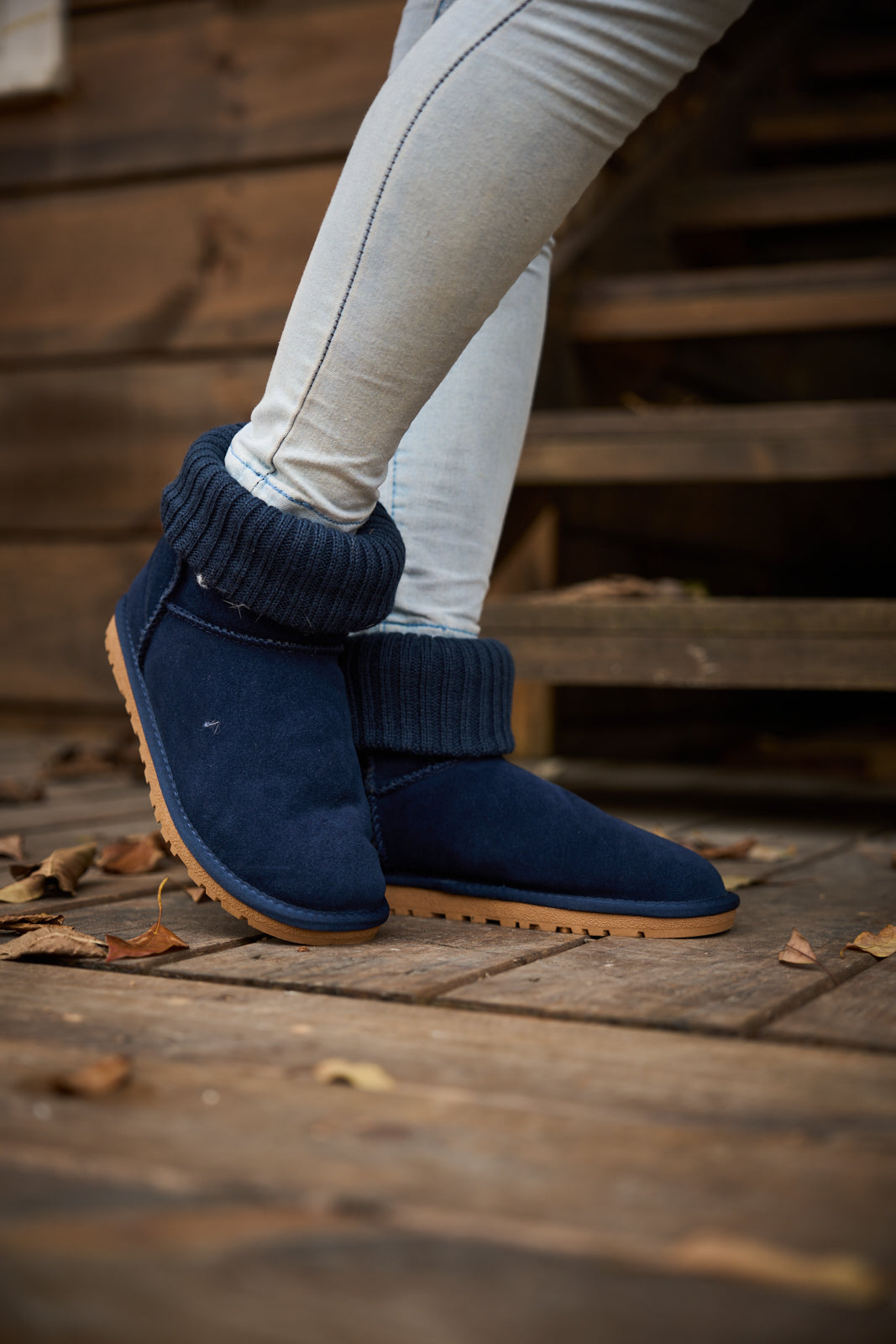 UGG Ankle Knit Stocking Mini Boots - Navy