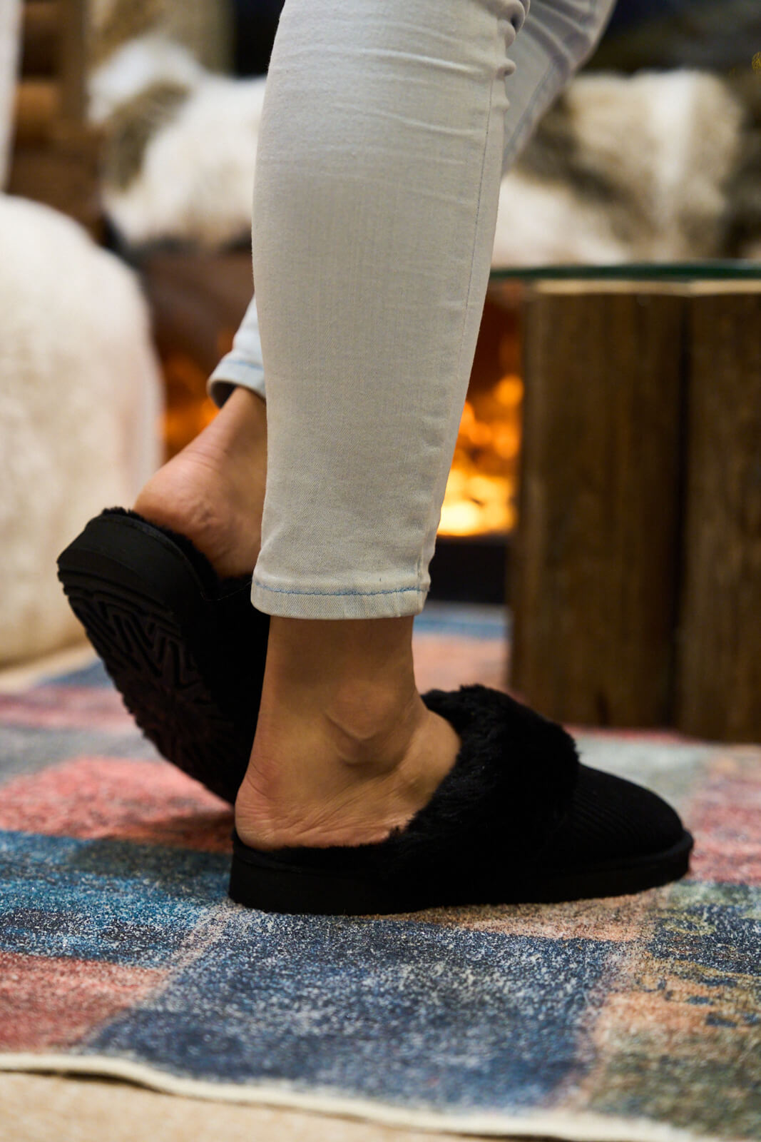 UGG Corduroy Knit Wool Blend Slipper - Black