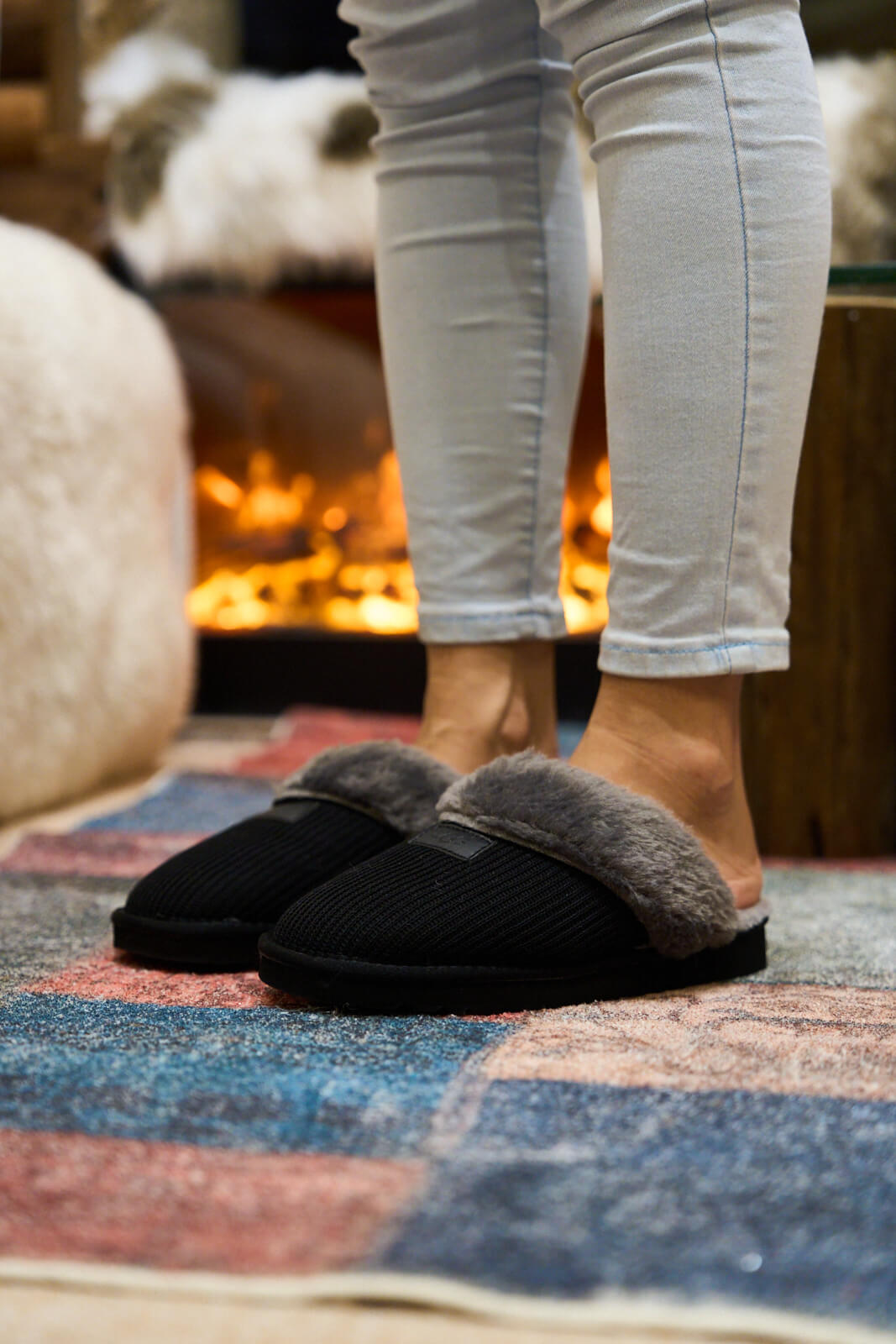 UGG Corduroy Knit Wool Blend Slipper - Charcoal