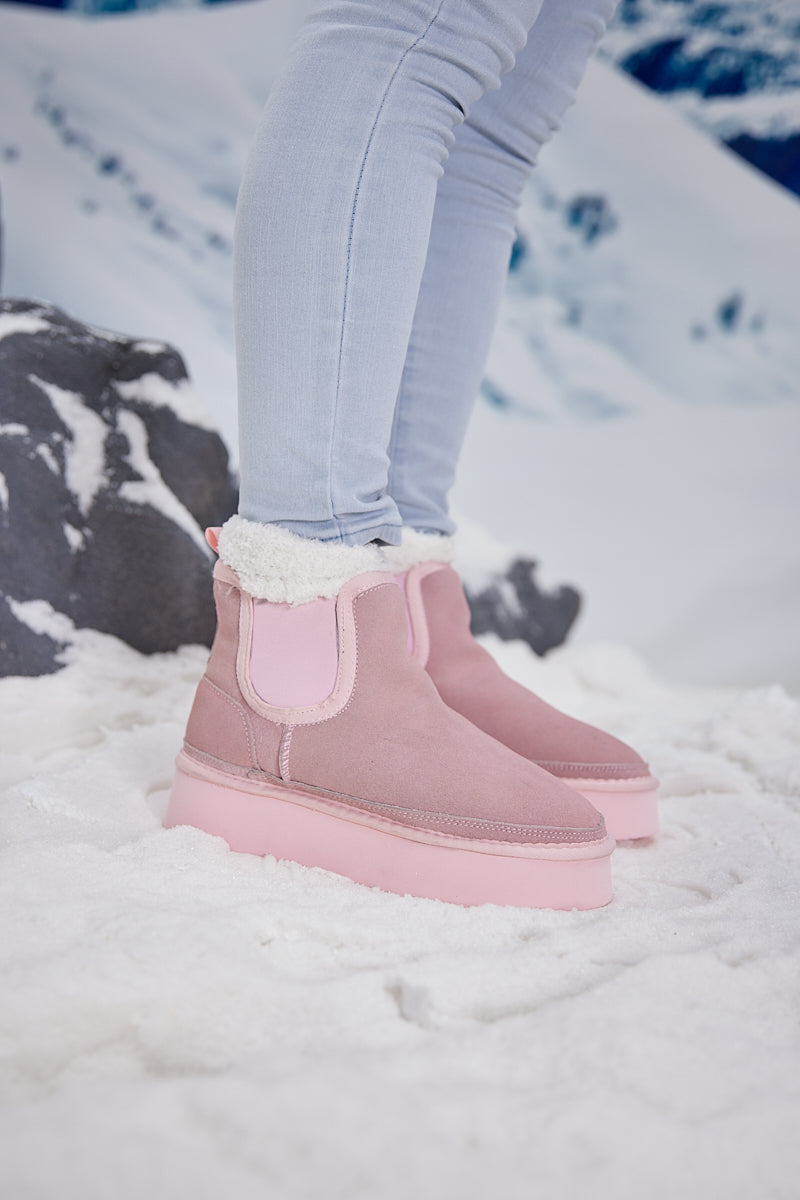 UGG Chelsea On The Land Suede Shearling Boots - Pink
