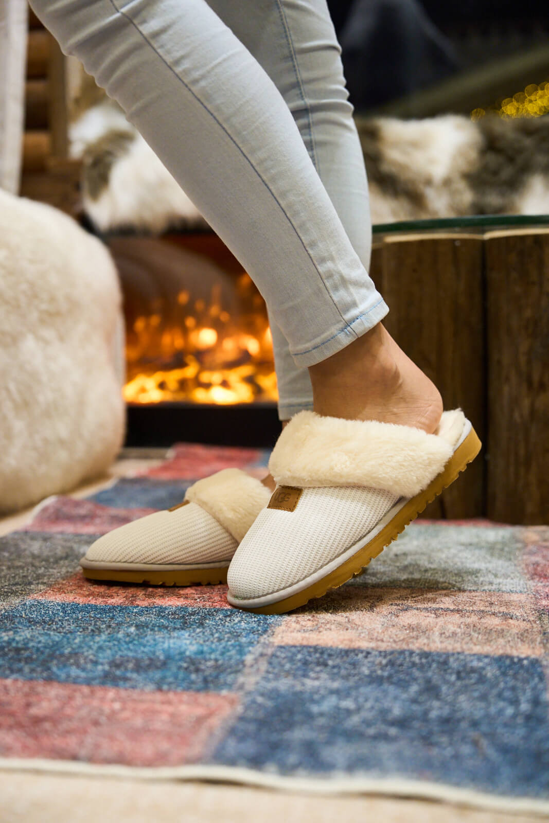 UGG Corduroy Knit Wool Blend Slipper - White