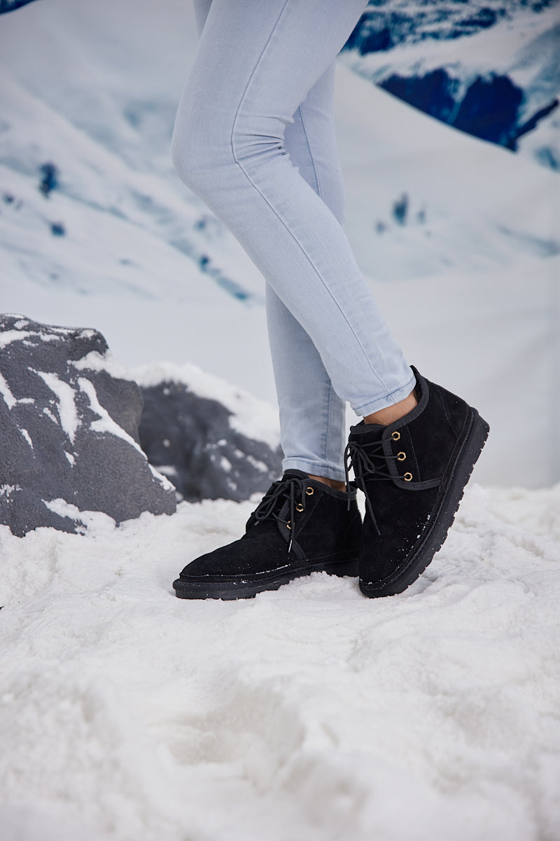 UGG Bellman Wool-Lined Lace-Up Boots - Black