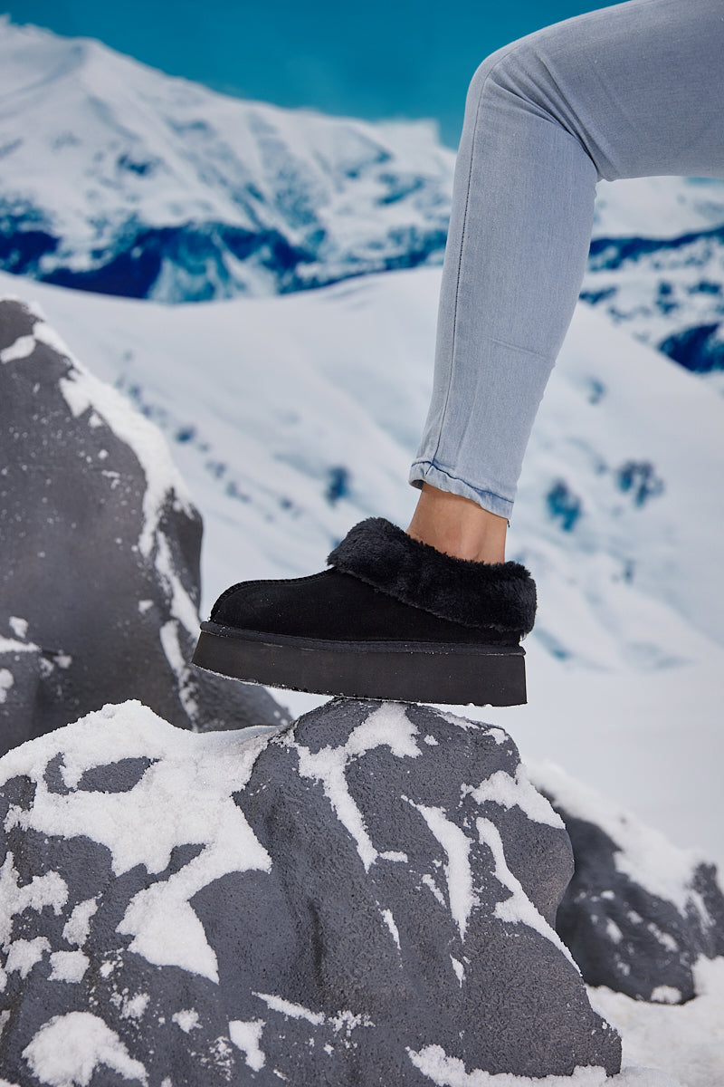 UGG Cuddle Up Wool-Lined Suede Bootie - Black