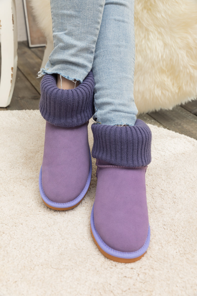 UGG Ankle Knit Stocking Mini Boots - Lavender