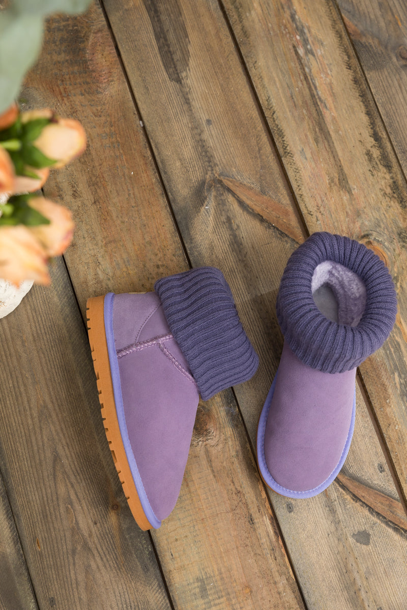 UGG Ankle Knit Stocking Mini Boots - Lavender
