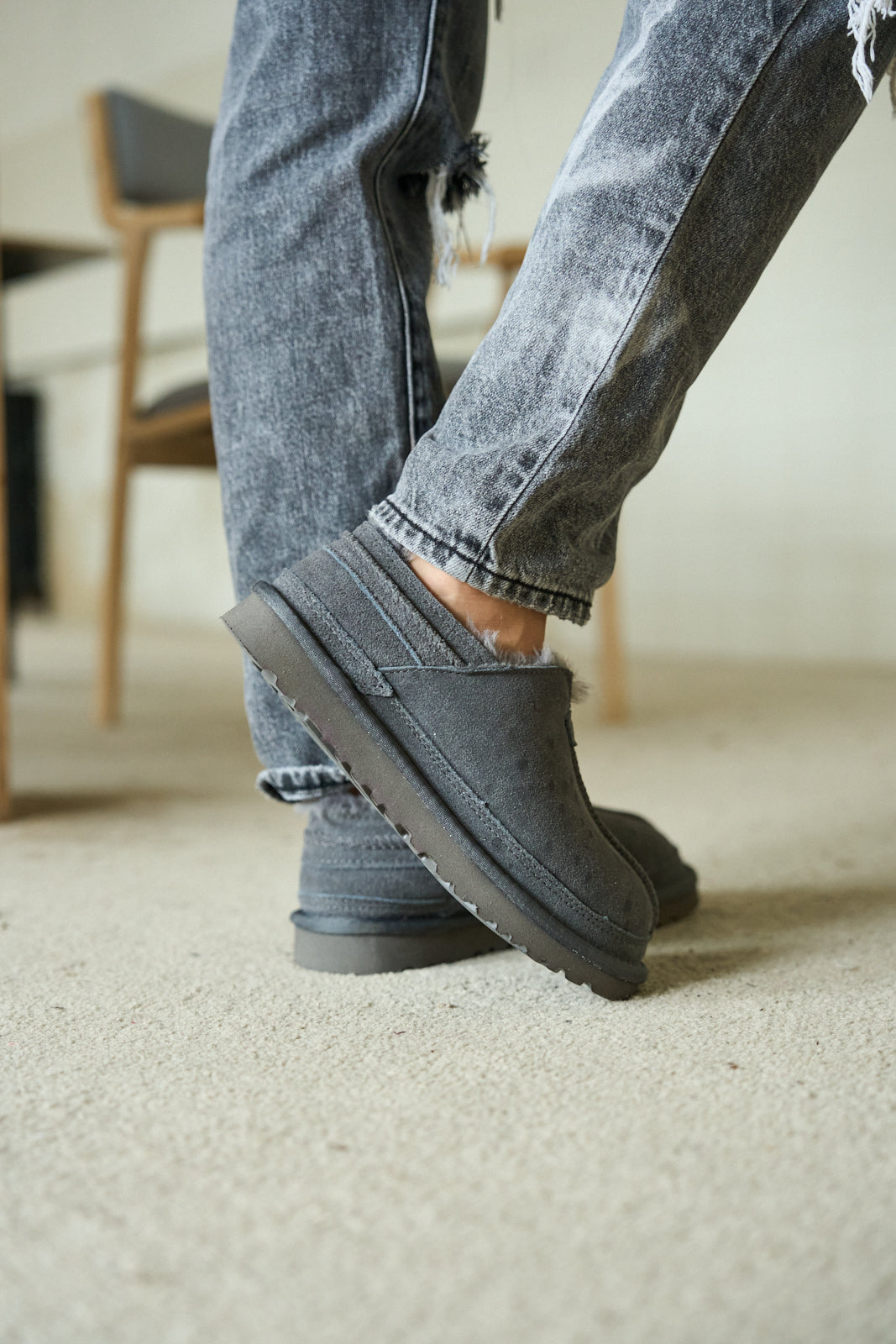 UGG Brisk Feels Wool Blend Slipper Boot - Grey
